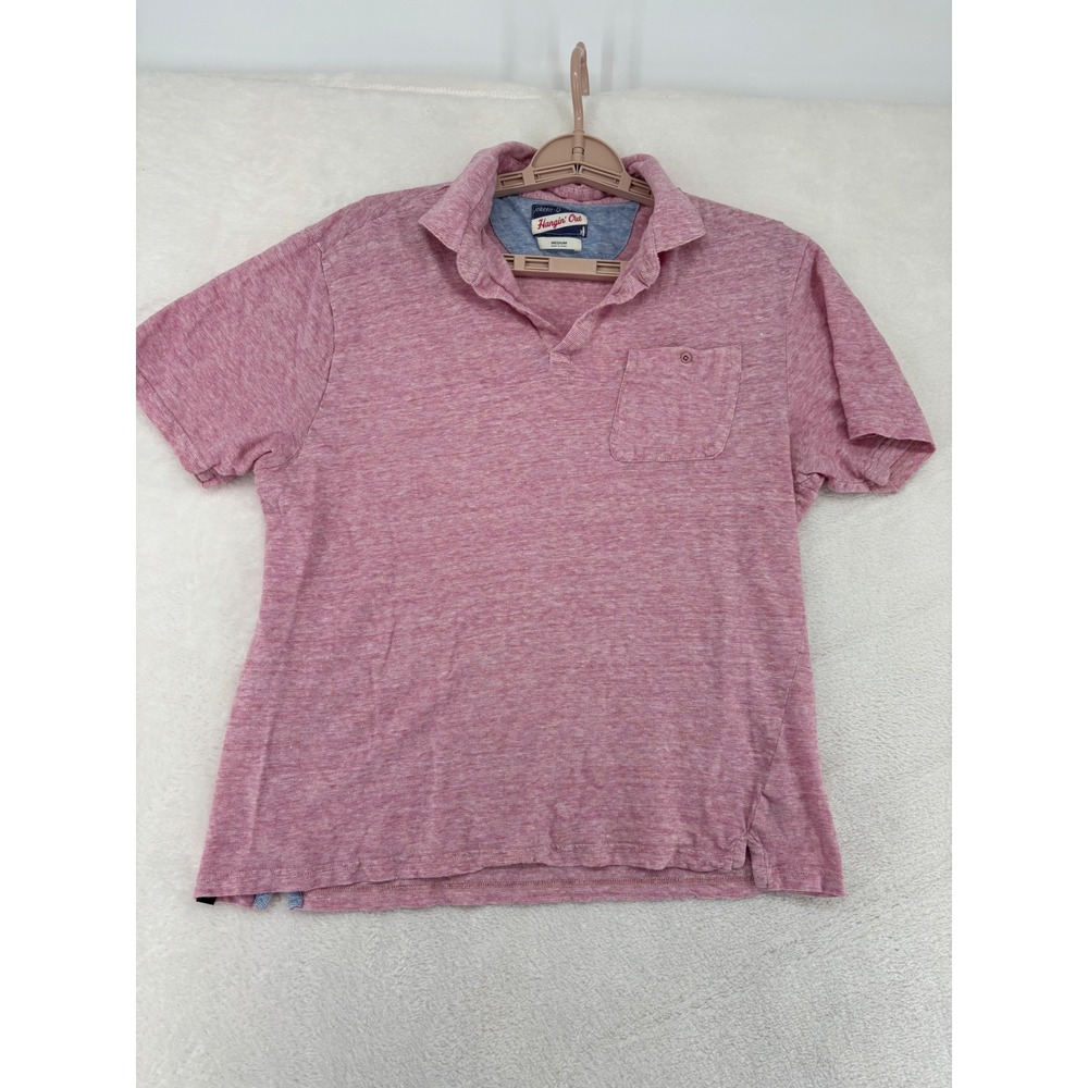 Johnnie-O Hangin Out Castaway Linen Cotton Polo Shirt Pink Sands Mens Medium